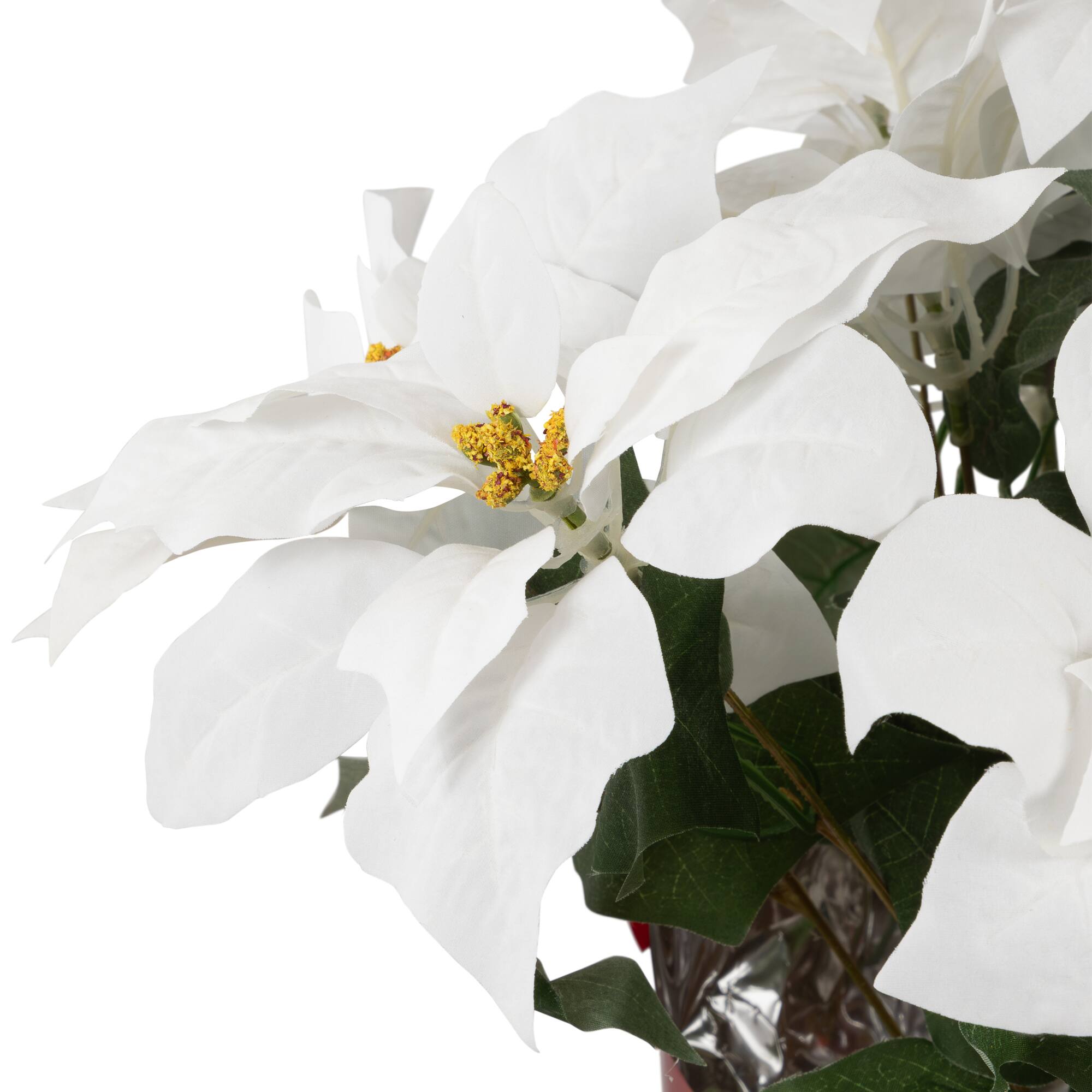 26" White Artificial Christmas Poinsettia in Wrapped Base